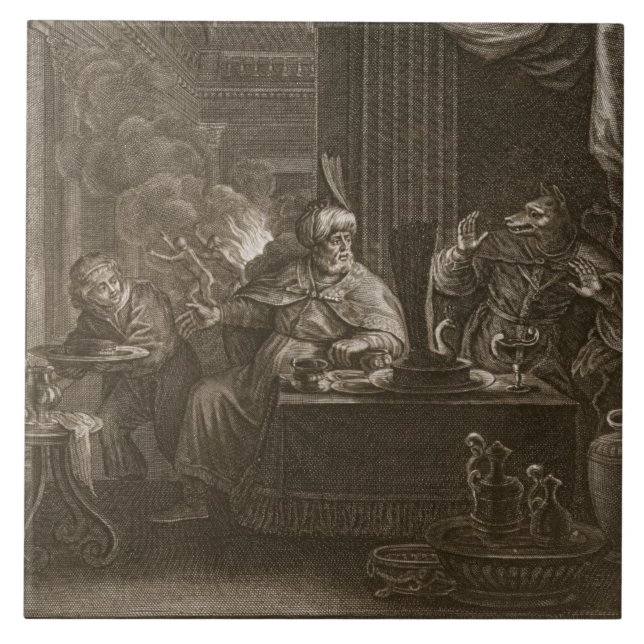 Lycaon metamorfoseou em um lobo, 1731 (a gravura) (Frente)