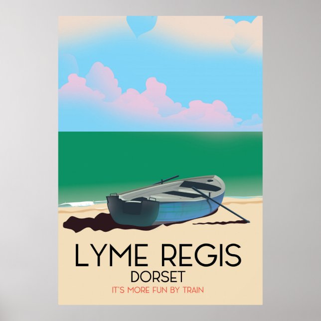 Lyme Regis, poster de Viagens vintage dorsal. (Frente)
