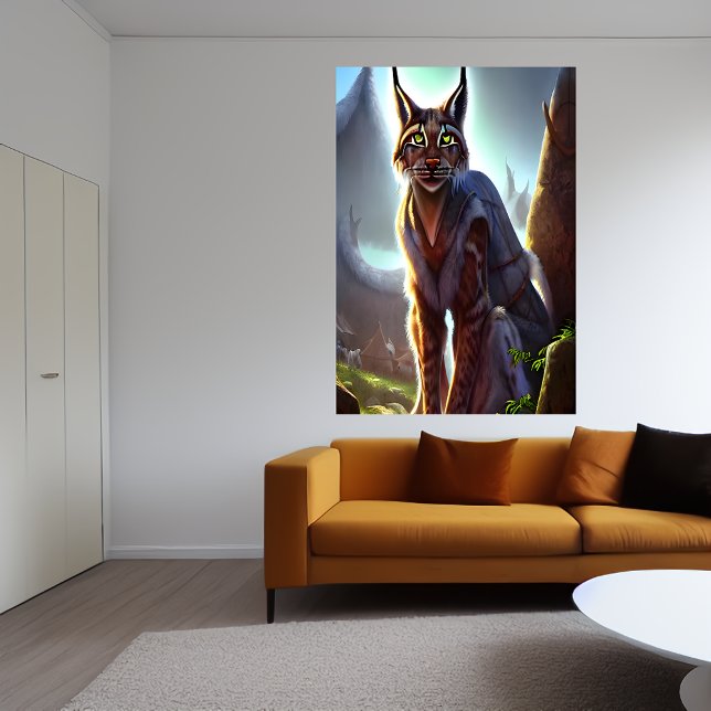 Lynx na vila viking | AI Art Poster (Criador carregado)