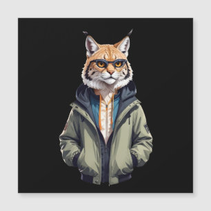 Lynx Vestindo Hoodie Engraçado Caráter de Animal L