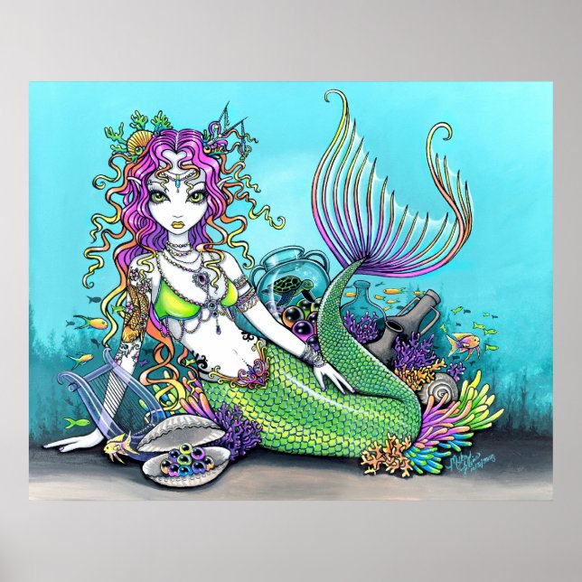 Lyra Tropical Rainbow Mermaid Poster (Frente)