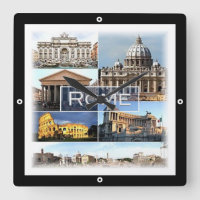 LZO002 ROME, Lácio, Itália, Relógio de Parede Quad