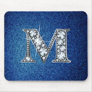 M Faux-"Diamond Bling" em Denim Mousepad