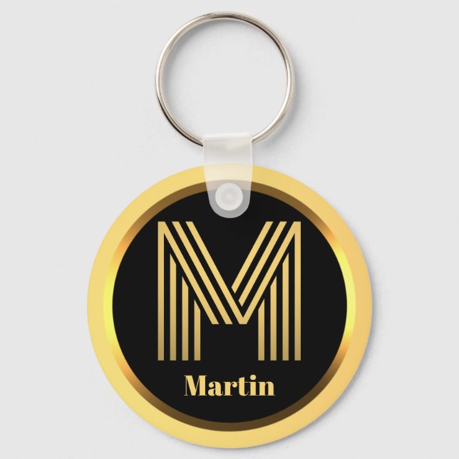 M Monograma Dourado - Chaveiro personalizado (Frente)
