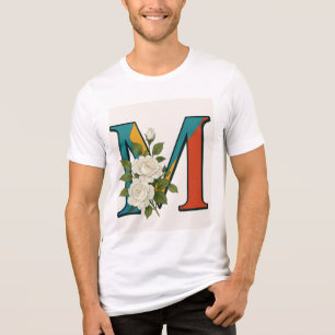 M Monograma Floral,M Inicial com Toque Flor