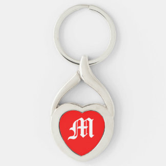 "M" Red Heart Chaveiro