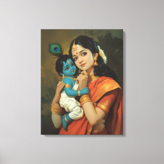 Maa Yashoda e Little Krishna Canvas Wall Art