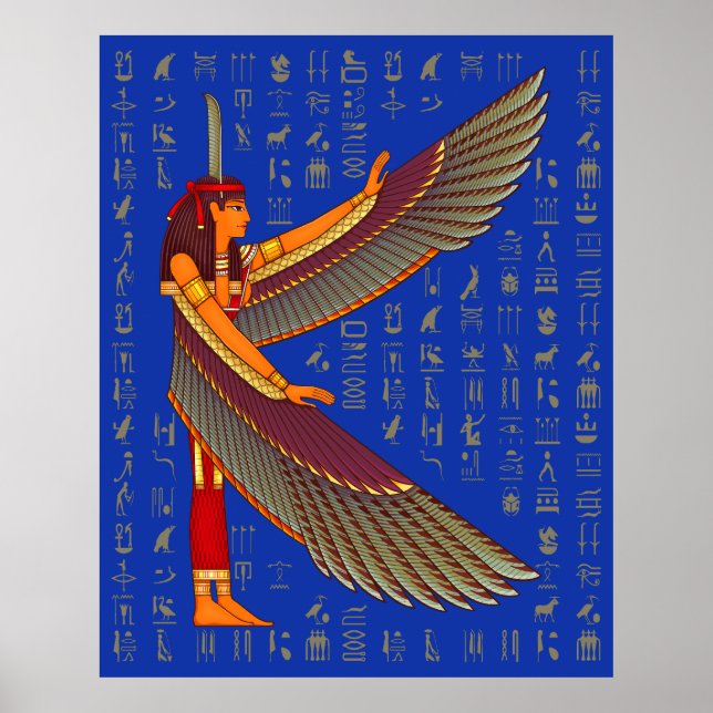 Ma'at Golden Hieroglyphs On Blue Poster (Frente)