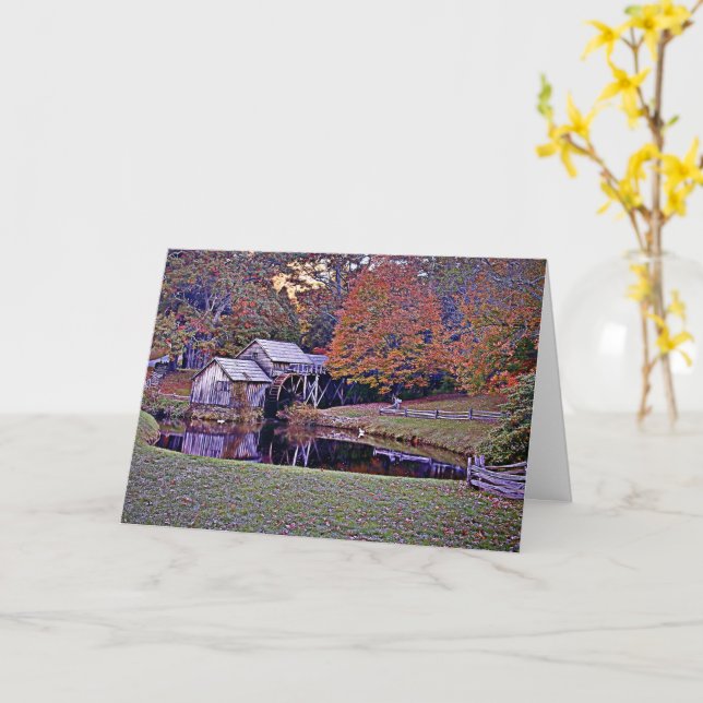 Mabry Mill no Cartão de Saudação de Queda (Flor Amarela)