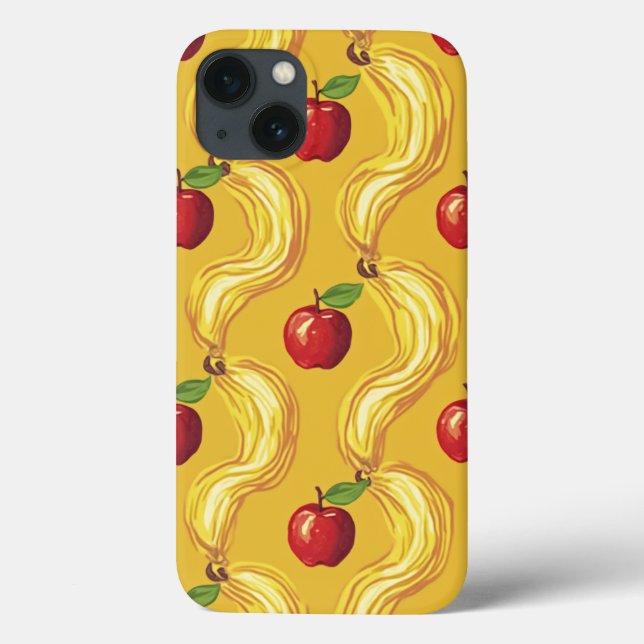 maçã com padrão amarelo design iphone 13 capas (Verso)