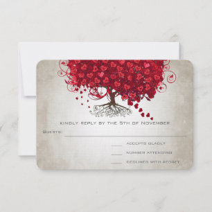 Maçã Coração Vermelho Folha Casamento RSVP