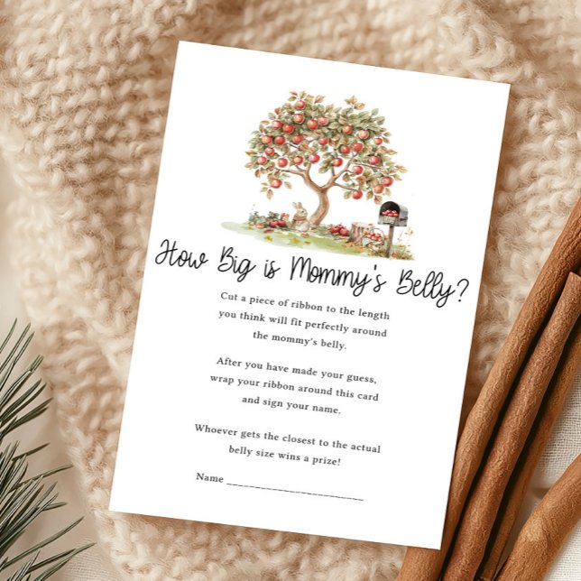Maçã de nossos Olhos de Outono Quão Grande é a Bar (Fall Apple Tree Baby Shower How Big is Mommy's Belly Game)