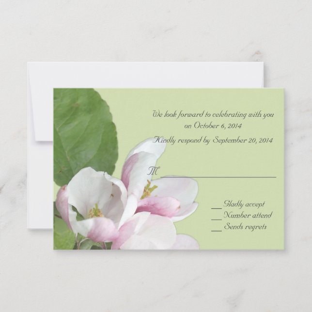 maçã flores verdes cartão RSVP (Frente)