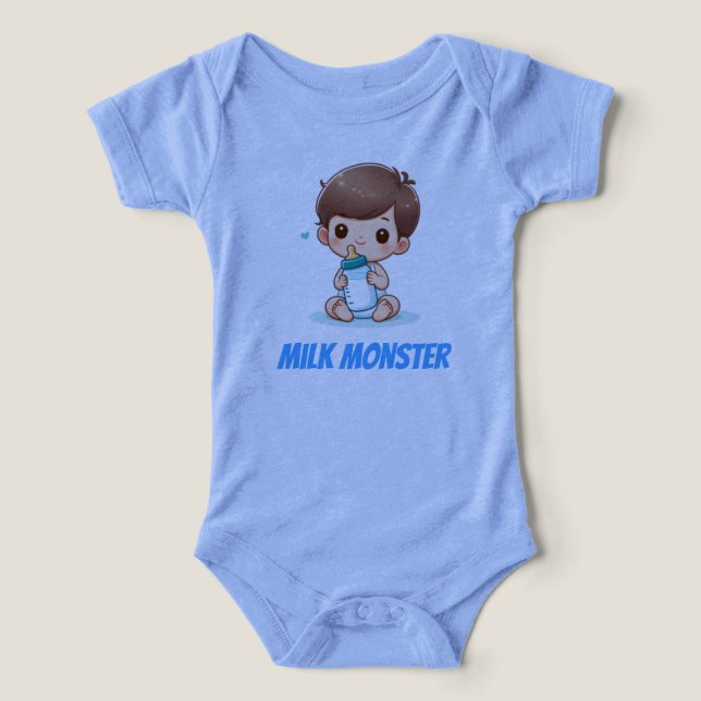 Macacão de Bebê do Monstro do Leite Engraçado (Design frontal)