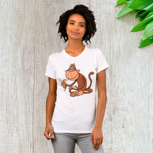 Macaco Castanho Com Camisa De Banana