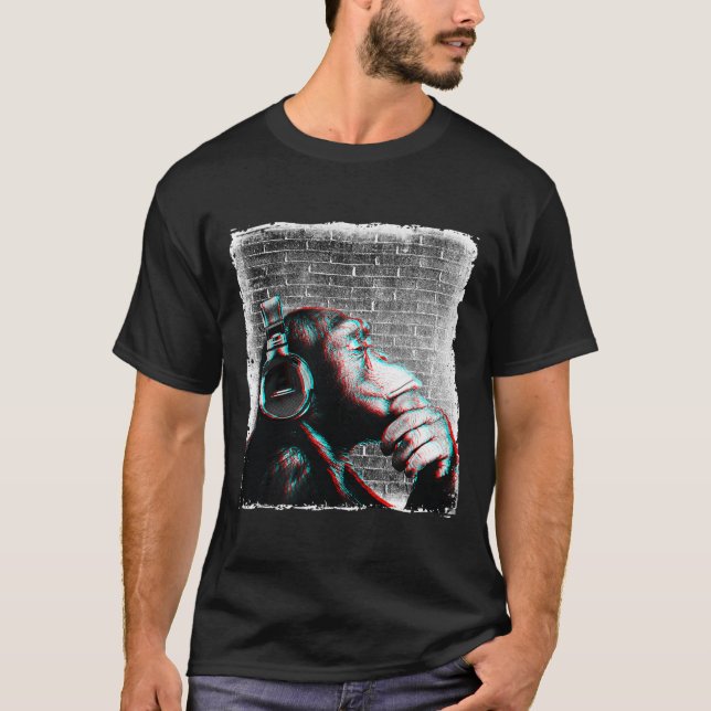 Macaco Chimp Com Camisa De Fones de ouvido - Músic (Frente)
