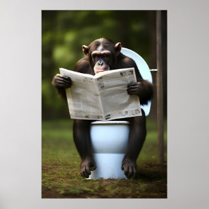 Macaco Chimpanzé Engraçado Impressão Banheiro Maca