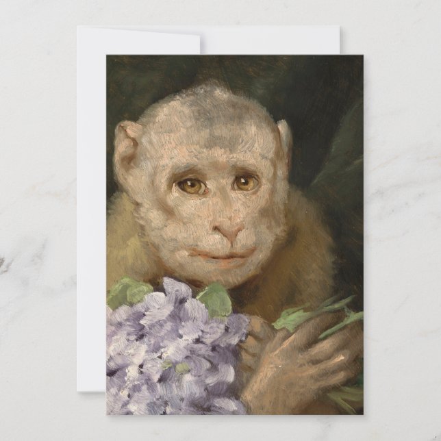 Macaco com Buquê de Violetas | Gabriel von Max (Frente)