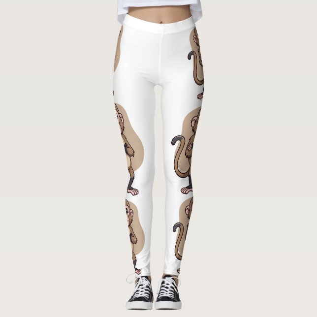 Macaco de Confiança Calma – Leggings de Estilo de  (Frente)