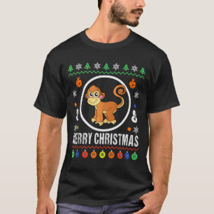 Macaco de Natal Alegre Camiseta Feia de Natal Malh