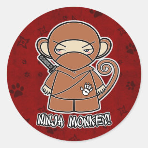 Macaco de Ninja! Na etiqueta vermelha