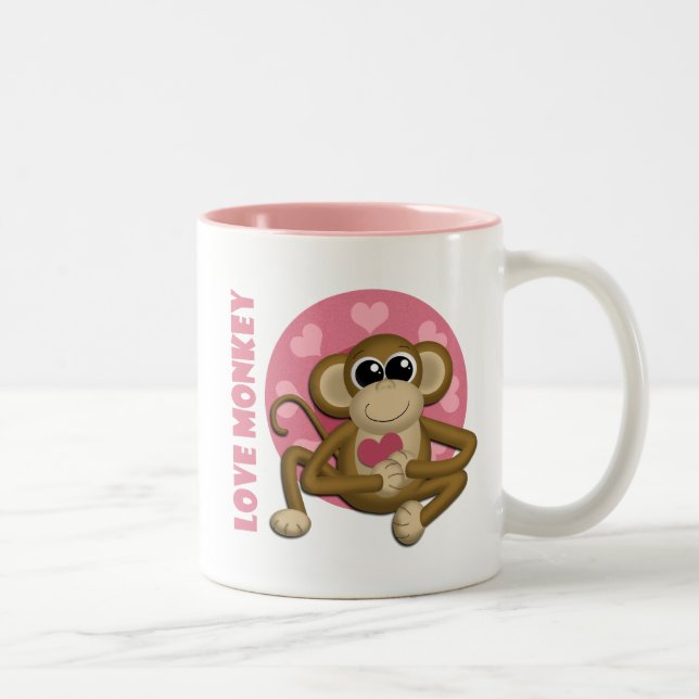 Macaco do amor - macaco bonito com caneca dos (Direita)