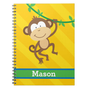 Macaco engraçado no caderno personalizado selva