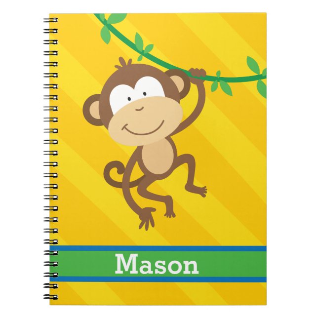 Macaco engraçado no caderno personalizado selva (Frente)