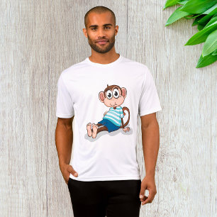 Macaco Fofo em Camisa Listrada Azul e Shorts
