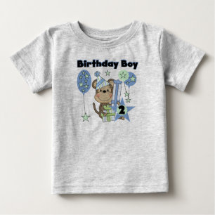 Macaco-Garoto Com Camisetas De segundo aniversário