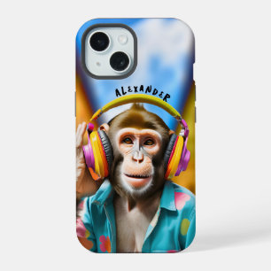Macaco legal com Fones de ouvido