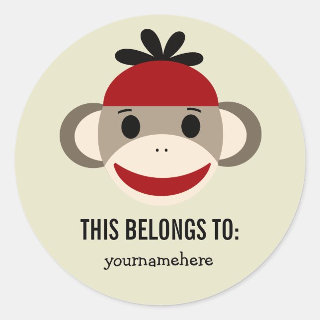 Macaco-meia, isto pertence a adesivos (Frente)