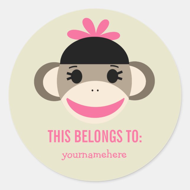 Macaco-meia, isto pertence a adesivos (Frente)