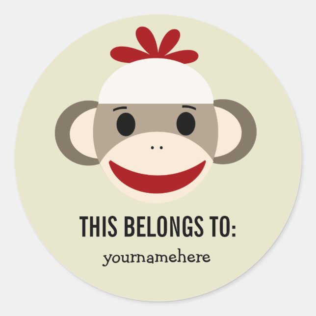 Macaco-meia, isto pertence a adesivos (Frente)