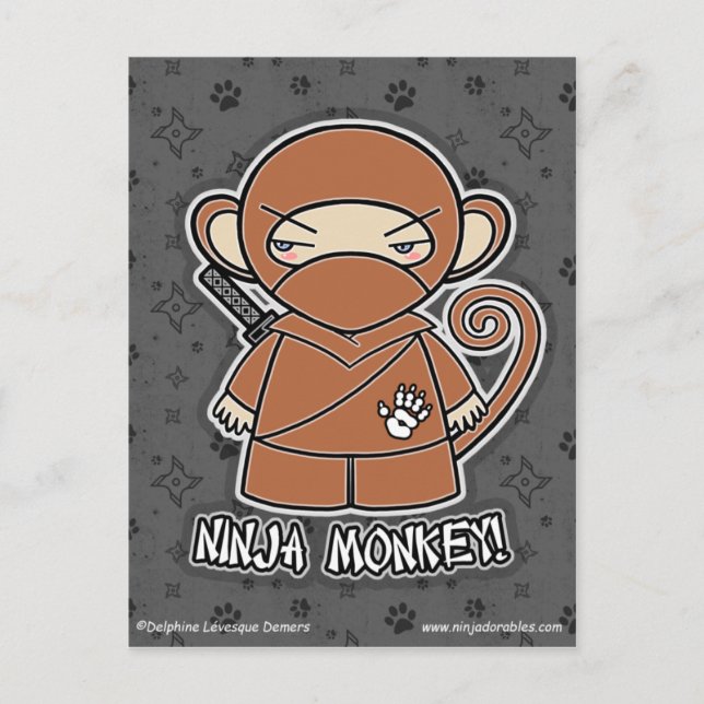 Macaco Ninja! Cartão Postal (Frente)
