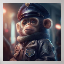 Macaco num Policial Uniforme #2 Art Poster