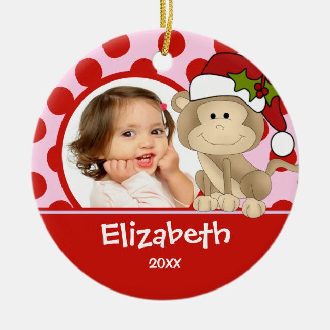 Macaco personalizado menina dos enfeites de natal (Frente)