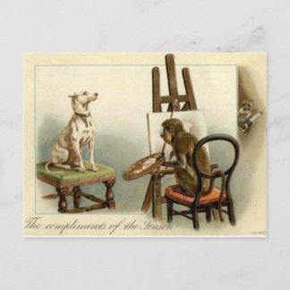 Macaco Pinta um Cartão de Natal de Cachorro