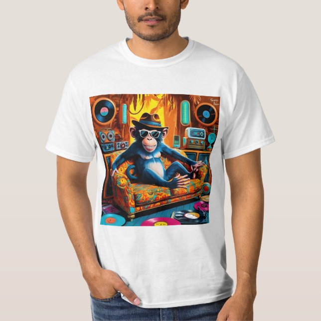 Macaco-preguiçoso desenhado para camiseta para hom (Frente)