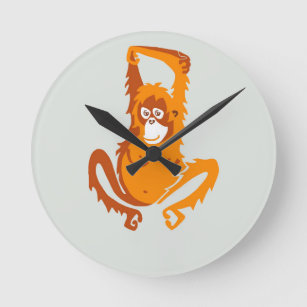 Macaco-preguiçoso - Orangutan - relógio redondo