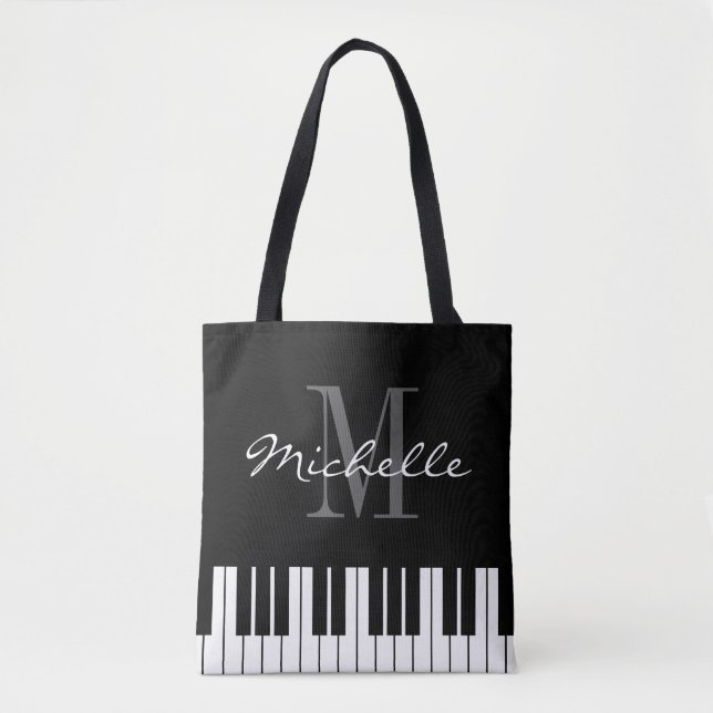 Macaco preto de piano com tote para músico (Frente)