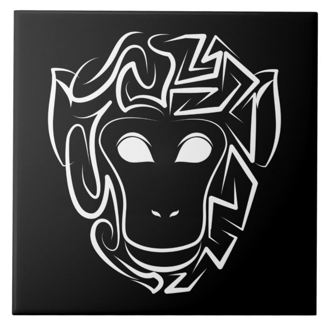 Macaco preto e branco tribal (Frente)