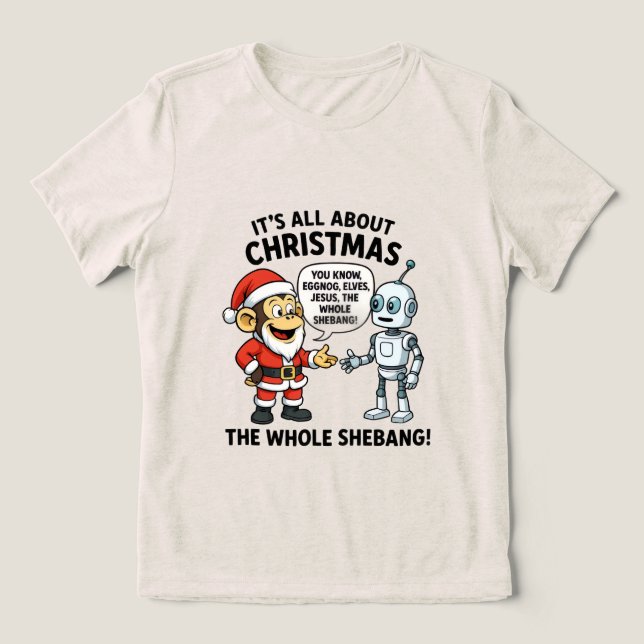 Macaco vestido de Papai Noel Camiseta engraçada (Design frontal)