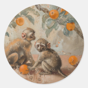 Macacos - Adesivos redondos para artigos de papela