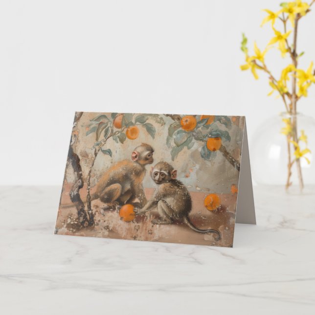 Macacos - Cartão de Cumprimentos Doblado (Flor Amarela)