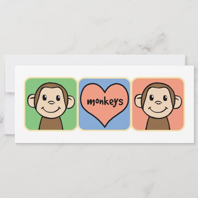 Macacos de recorte de cartoon bonitos com amor car (Frente)