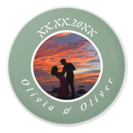 Maçaneta de Cerâmica com Data de Monograma e Foto 