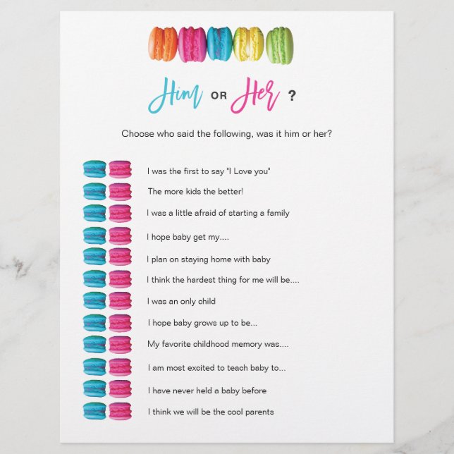 Macaron Tea Him ou Seu Jogo de Chá de fraldas de N (Frente)