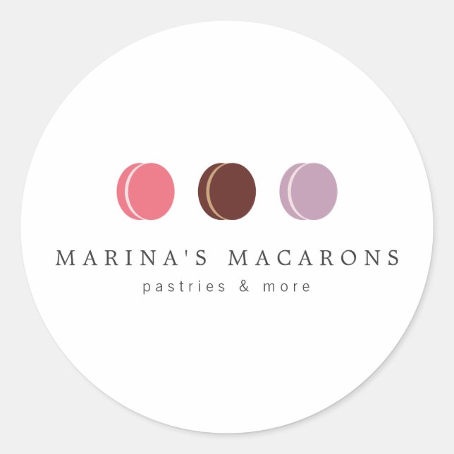 MACARON TRIO LOGOTIPO FRANCÊS 3 Adesivos redondos (Frente)
