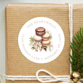 Macarons de Aquarela Etiqueta de Endereço de Natal